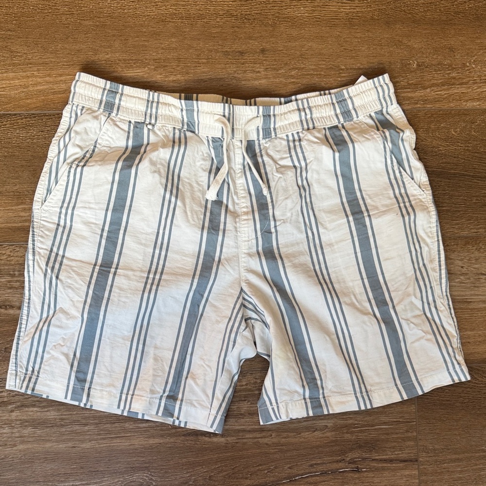 Denim & Flower Blue and White Striped Men Shorts Hybrids
